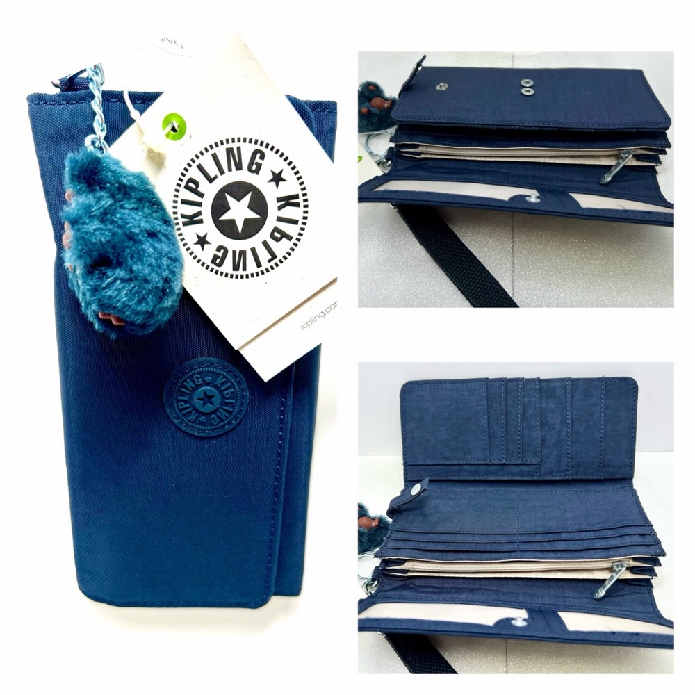 Kipling Wristlet Long Wallet Rubi in True Blue NWT